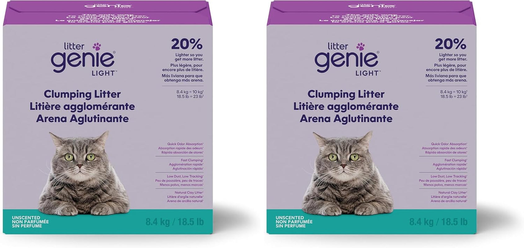 litter-genie-light-unscented-clumping-cat-litter-18-5-lbs-natural-clay-cat-litter-fast-clumping-odor-control-low-dust-naturally-lighter