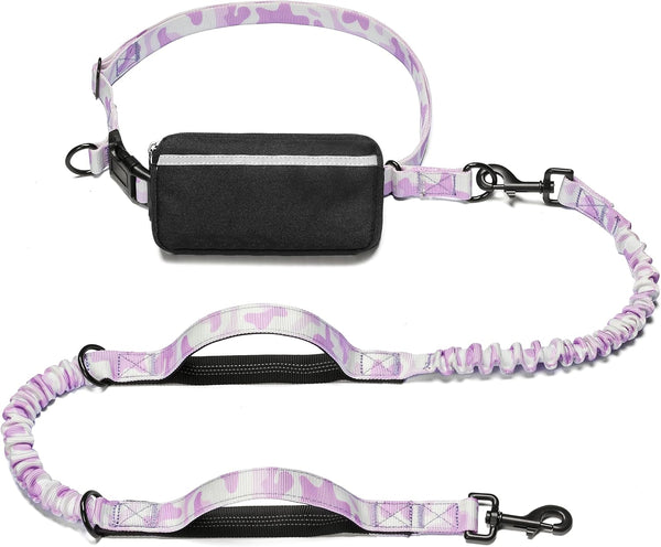 Iyoshop Hands Free Dog Leash with Zipper Pouch, Dual Padded Handles and Durable Bungee for Walking, Jogging and Running Your Dog (Large, 25-120 Lbs, Black)30
