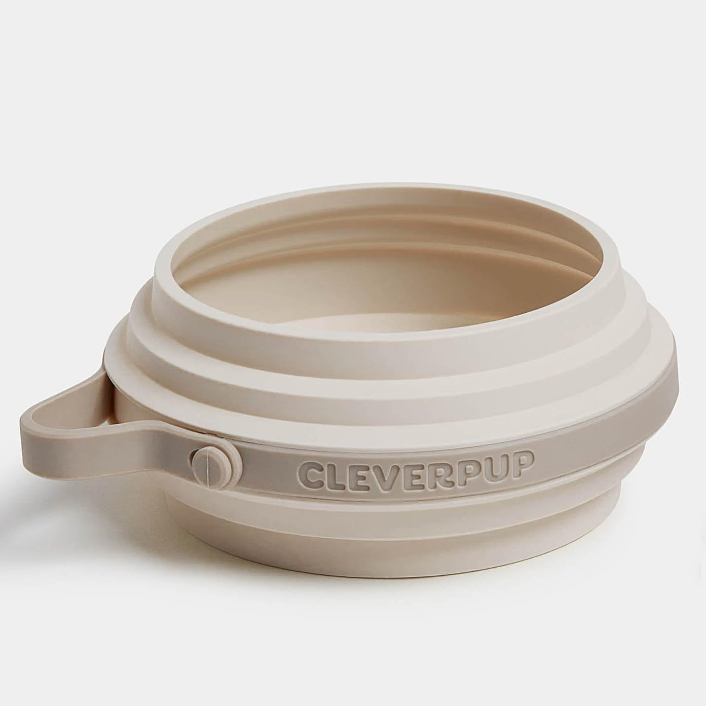 cleverpup-nomad-large-collapsible-travel-dog-bowl-4-cup-bpa-free-silicone-for-medium-large-dogs-portable-food-water-dishwasher-safe-sand