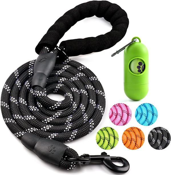 COOYOO 2 Pack Dog Leash 5 FT Heavy Duty - Comfortable Padded Handle - Reflective Dog Leash for Medium Large Dogs with Collapsible Pet Bowl19