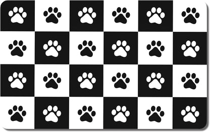 Rnivvi Dog Food Mat, 12" X 19" Footprint Absorbent Dog Cat Bowl Mat for Food and Water, Cute Anti-Slip Rubber Pet Feeding Rug Protect Floors, Puppy Placemat for Feeding & Watering Supplies, Black22
