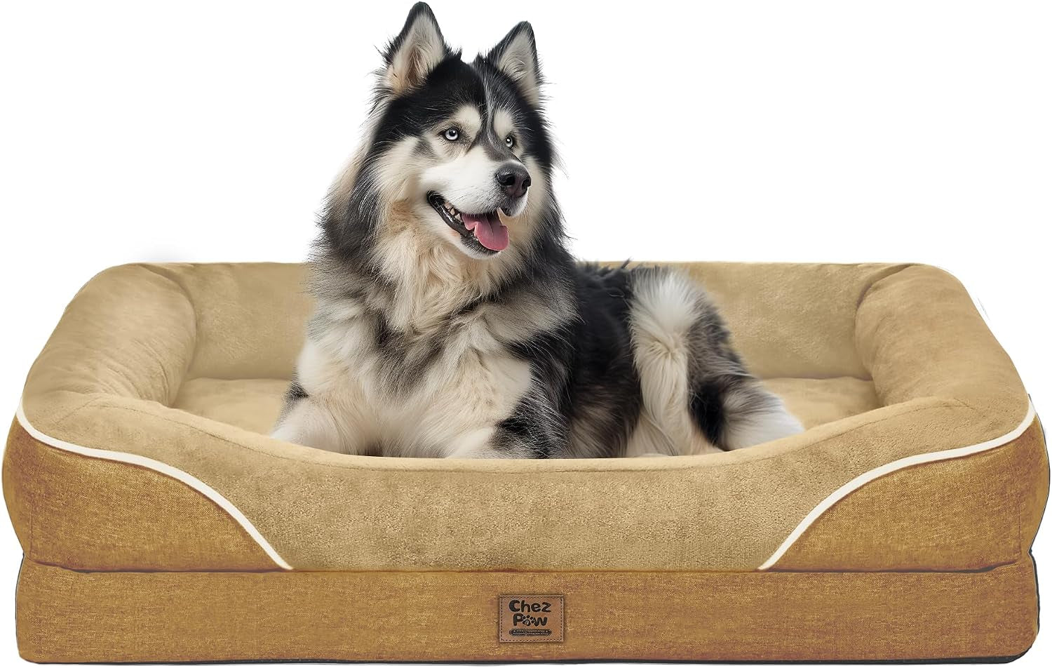 chez-paw-waterproof-orthopedic-xl-dog-bed-for-large-and-extra-large-dogs-egg-crate-foam-4-sided-bolster-support-waterproof-liner-non-slip-bottom-machine-washable-cover-42-x-30-inch