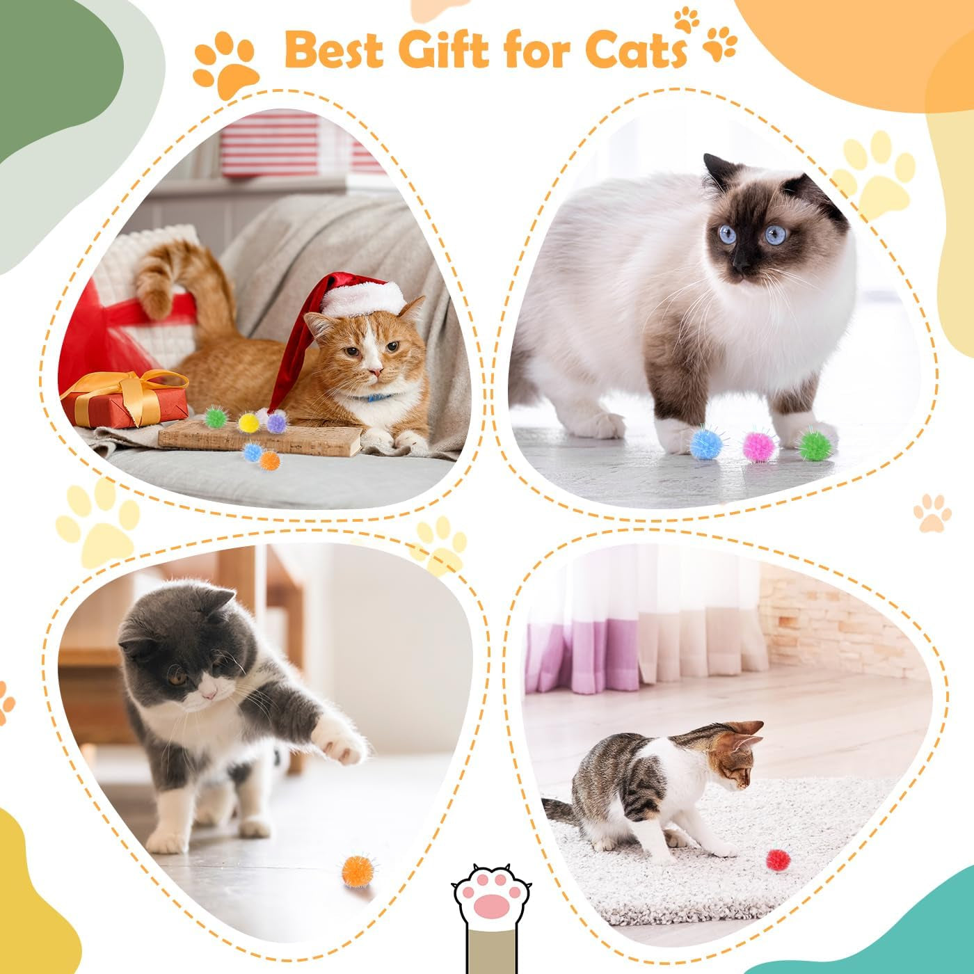 df-dualferv-60-pcs-cat-pom-pom-balls-interactive-cat-toys-sparkle-balls-for-cats-extra-large-and-fuzzy-for-exercise-and-entertainment-multicolor-1-5-inch