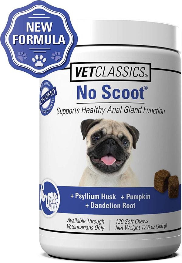 No Scoot for Dogs, Healthy Anal Support - 120 Soft Chews | No Scoot Chews for Dogs - Supports Healthy Gland Function, Normal Bowel Functions, Increases Daily Fiber Intake1