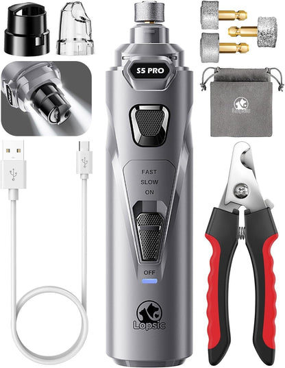 Whisper Quiet Dog Nail Grinder Safe & Stress-Free for Sensitive Dogs Cats | 4 LED Lights,3 Grinding Bits, 3-Speed, Pet Nail Trimmers, Rechargeable Painless Grooming Kit for All Breeds & Sizes11