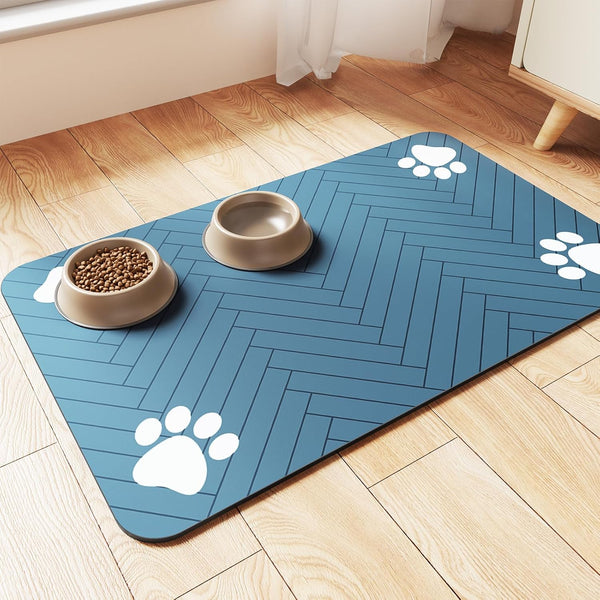 Pet Feeding Mat-Absorbent Pet Placemat for Food and Water Bowl, with Waterproof Rubber Backing, Quick Dry Water Dispenser Mat for Dog and Cat (20"X12", Striped Dark Gray)10