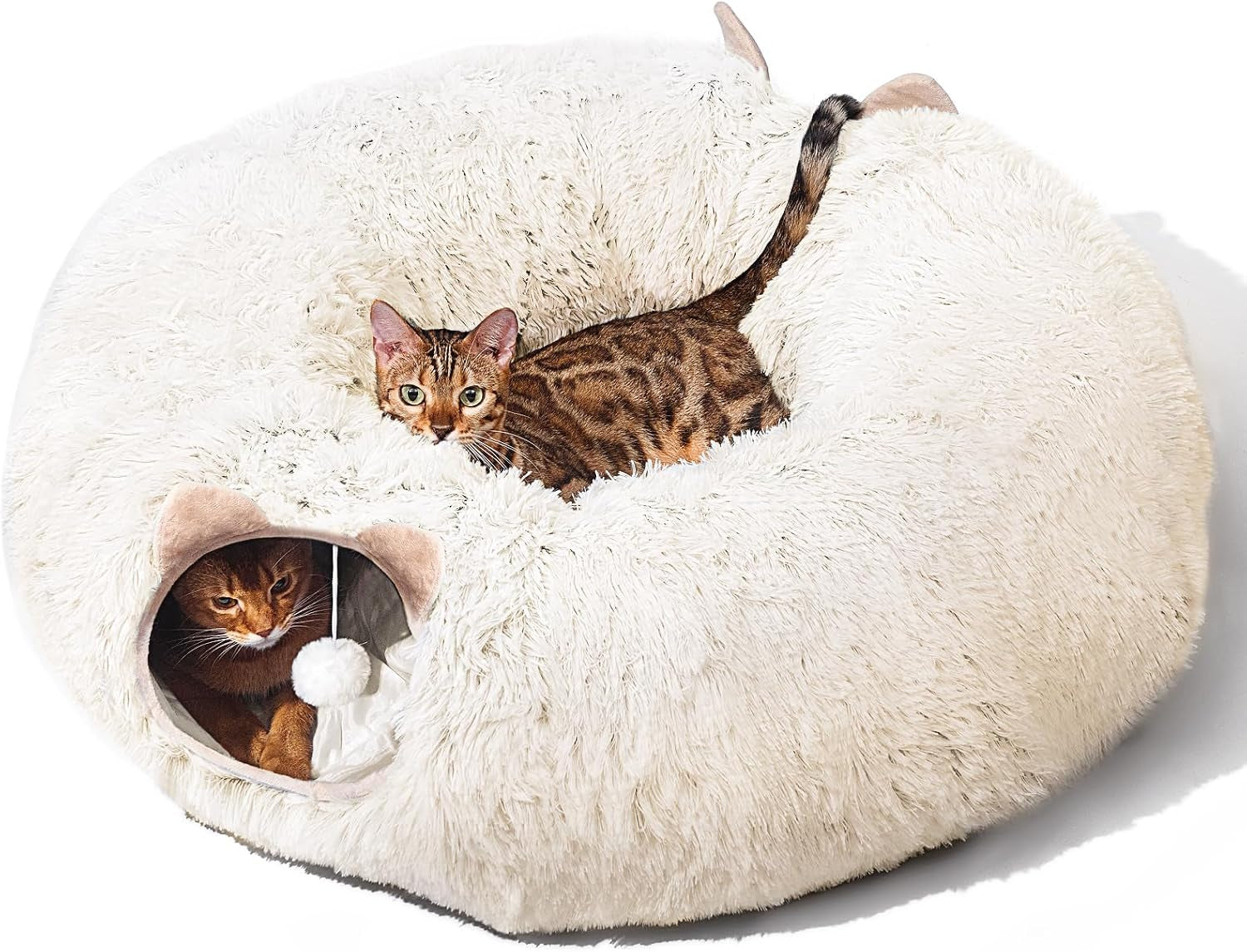 cat-tunnel-with-cat-bed-for-indoor-cats-under-christmas-tree-soft-plush-peekaboo-cat-cave-donut-tunnel-multifunctional-playground-toys-hideplace-for-kittens-rabbit-ferret-grey