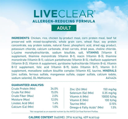 Purina ONE Liveclear Allergen-Reducing Cat Food Dry Formula with Real Chicken as the Number One Ingredient - 6.3 Lb. Bag4