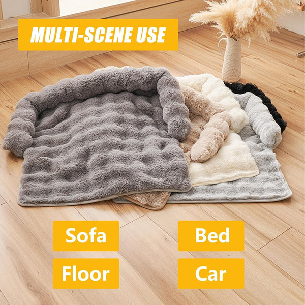 Calming Dog Bed for Couch, 29.5 X 29.5 Inch, Non-Slip Rabbit-Velvet Dog Sofa Mat for Furniture Protector, Perfect for Small, Medium Dogs and Cats (Khaki, Medium)8