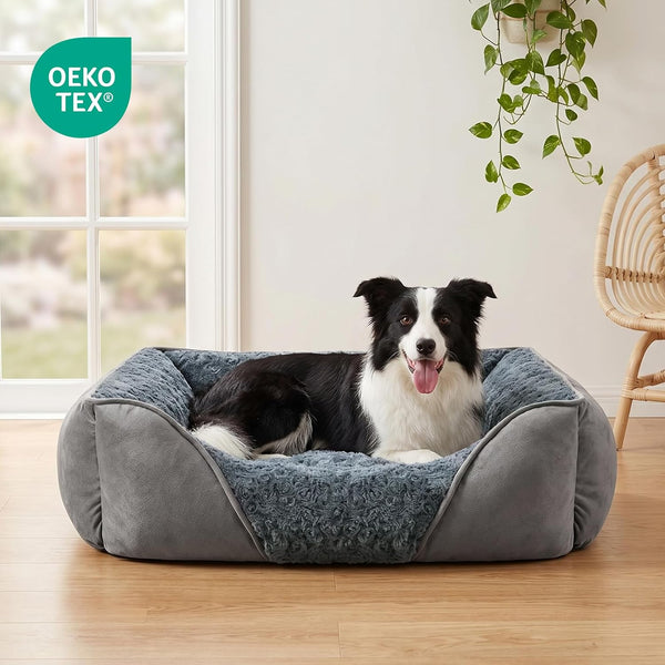INVENHO Rectangle Washable Orthopedic Dog Bed for Small, Medium and Large Dogs, Soft Calming, Sleeping Puppy Bed Durable Pet Cuddler with Anti-Slip Bottom, S (20"X19"X6")8