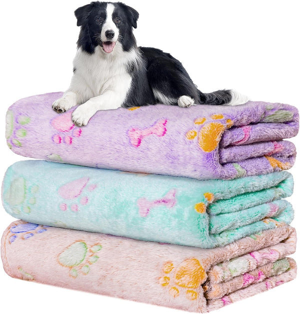Rezutan Dog Blankets for 3 Pack Large Medium Pet Cat, Soft Fuzzy Washable Blanket, Comfort Flannel Suitable for Dogs Kennels & Beds, Sofas, Furniture, Gifts Puppy Essentials, 41 X 31 Inch, Black36