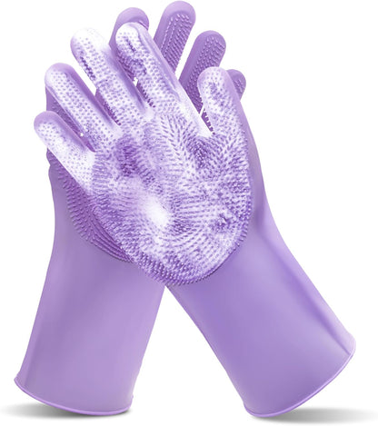 Pet Grooming Gloves—Dog Washing Gloves with High-Density Teeth | Dog Bath Scrubber with Enhanced Five Finger Design, Silicone Gloves for Dogs and Cats Bathing, Massage (Blue)10