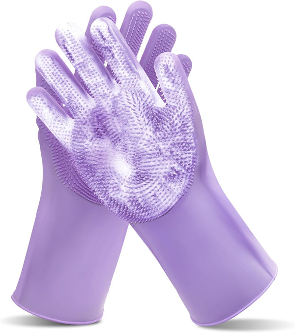 Pet Grooming Gloves—Dog Washing Gloves with High-Density Teeth | Dog Bath Scrubber with Enhanced Five Finger Design, Silicone Gloves for Dogs and Cats Bathing, Massage (Blue)10