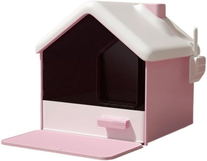 Pet Supplies, Hooded Cat Litter Box - Privacy, No Mess, Portable & Easy Clean(Pink)1