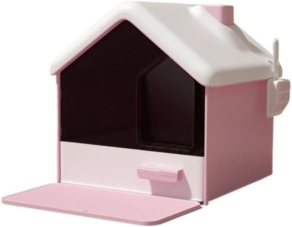 Pet Supplies, Hooded Cat Litter Box - Privacy, No Mess, Portable & Easy Clean(Pink)1