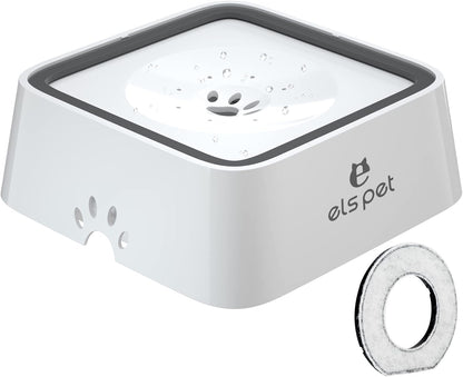 ELS PET Grey 70Oz 2L No Spill Dog Cat Bowl Carbon Filter Water Dispenser | 70Oz 2L, Floating Disk Slow Drink, Activated Carbon Filter, Dual Spill Proof, anti Slip, Dishwasher Safe, Medium Large Dogs13