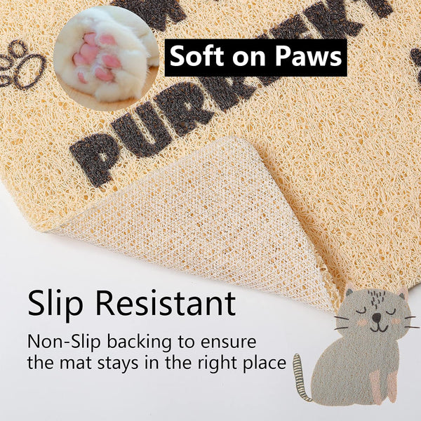 Cat Litter Mat Trap, Pet Food Catching Placemat, Super Cute Easy to Clean 24"×16" Large Durable for Cats and Dogs - Everyday Is Catyrday2