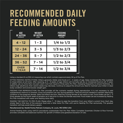 Purina Pro Plan Kitten Dry Food Complete Essentials Chicken and Rice Formula 3.5 Pound (Pack of 1)6