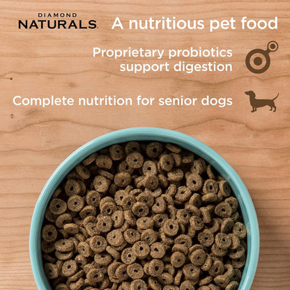 Diamond Naturals Senior Real Meat Recipe Natural Dry Dog Food with Real Cage Free Chicken, 35Lb | Balanced Protein & Fat Levels Tailored for Aging Dogs | Glucosamine to Help Support Joints & Mobility | Guaranteed Probiotics3