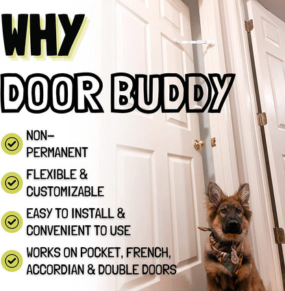 Door Buddy Pet Door Latch for Cats - Grey. Adjustable Cat Door Strap. Dog Proof Litter Box & Feeding Station without Pet Gate. Most Customizable Cat Door Holder for Interior Door.6