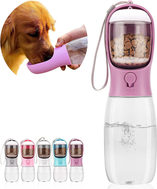 Dog Water Bottle with Food Container, Portable Leak Proof Pet Water Dispenser for Walking Hiking Travel, Puppy Essentials Accessories for Small Large Dogs, Dog Gifts (10Oz/15Oz/19Oz)16