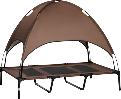 Pawhut Elevated Portable Dog Cot Cooling Pet Bed with UV Protection Canopy Shade, 48 Inch | Large Pet Bed, Outdoor Dog Cot, UV Protection Shade, Camping12