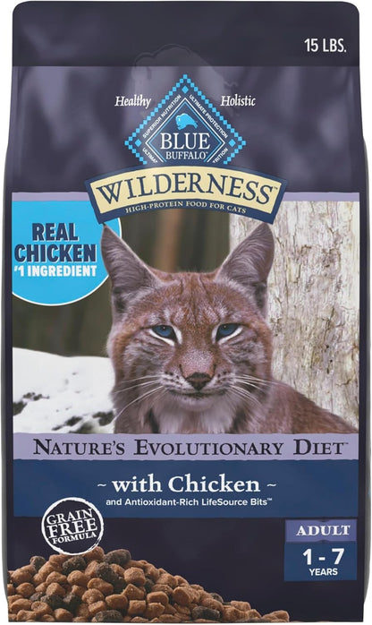Blue Buffalo Wilderness with Salmon Natural High-Protein Grain-Free Dry Food for Adult Cats, Real Salmon First, Antioxidant-Rich Lifesource Bits Support Immunity, Promotes Strong Muscles, 5 Lbs.14