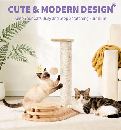 Made4Pets Kitten Toy Scratching Post for Indoor Cats with Ball Track | Interactive Cat Scratching Post with Natural Sisal Rope, Rolling Ball Track and Durable Plywood Base, Modern Home Décor9