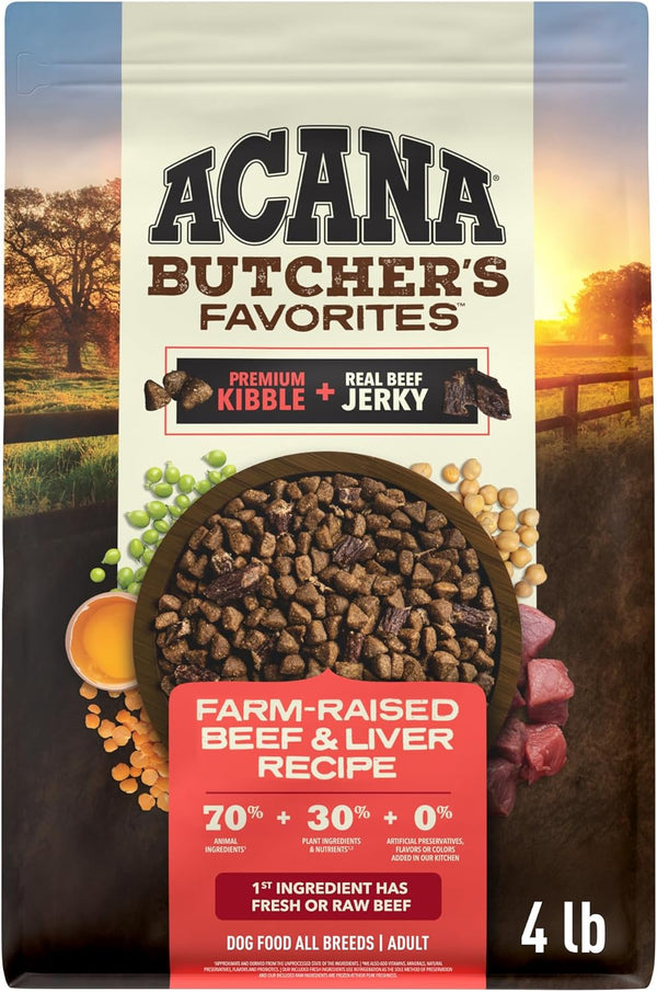 ACANA Butchers Favorites Grain-Free Dry Dog Food Farm-Raised Beef, 4Lb Bag | High Protein, Made in the USA, Skin & Coat, Digestive Health, Real Beef, Global Quality Ingredients1