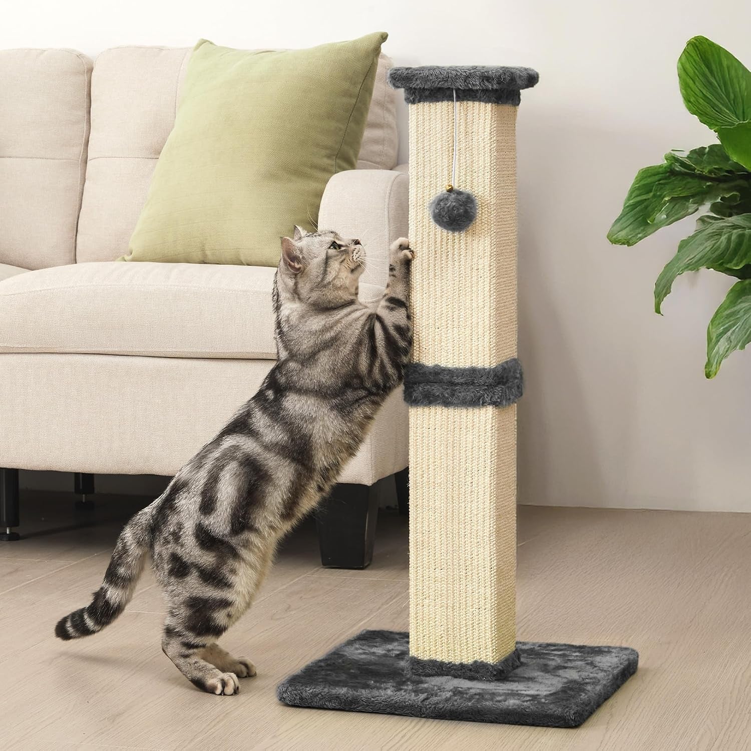 fansafurn-tall-cat-scratching-post-32-heavy-duty-and-thick-scratching-post-scratching-post-for-adult-cats-thick-sisal-rope-with-hanging-ball-grey
