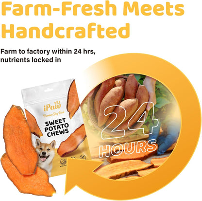 Ipaw Sweet Potato Dog Treats, Sqf-Certified Production Process Dog Chew | Human Grade, Single Ingredient, Rawhide Alternative Dog Treats for Vegetarian, Hypoallergenic, Easy to Digest3