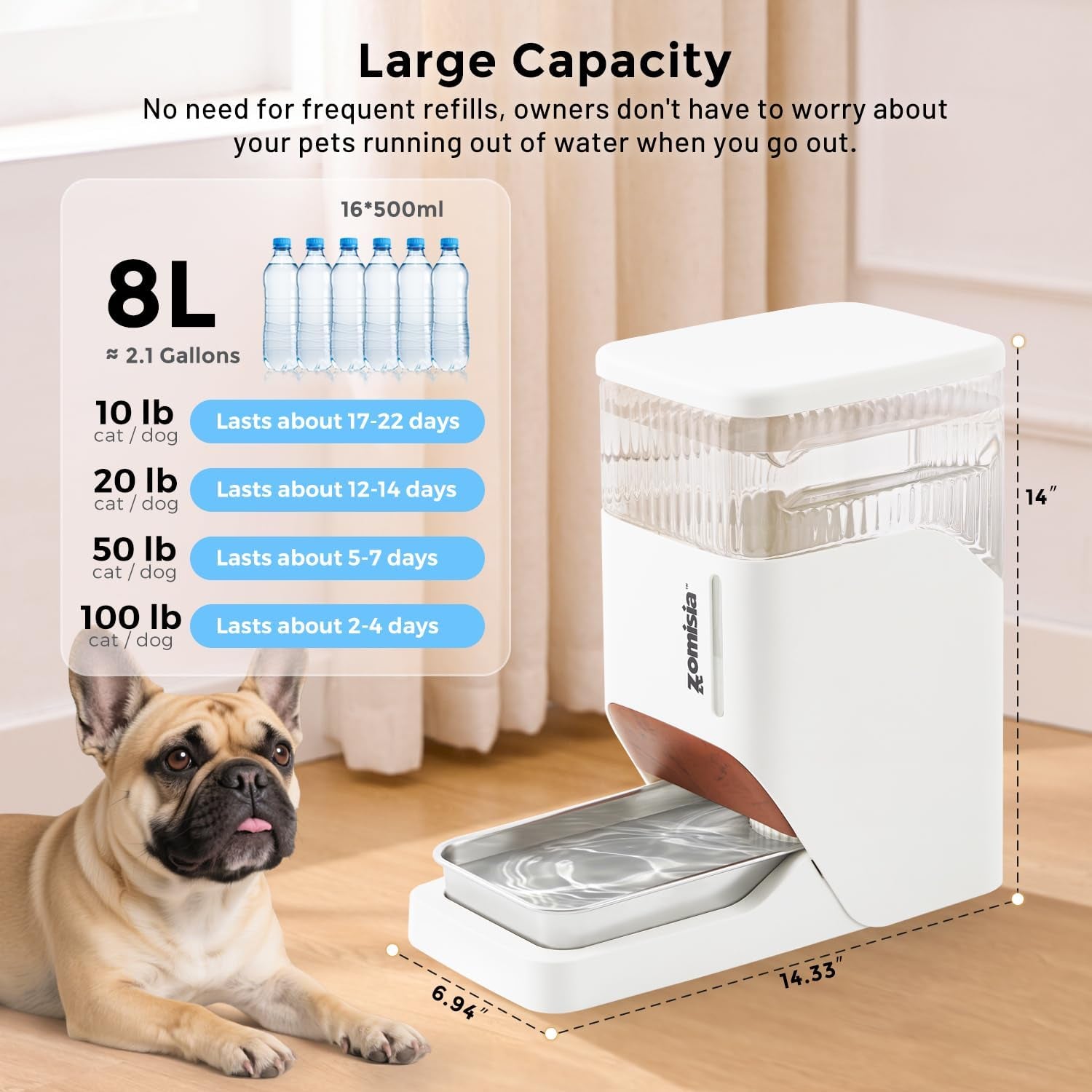 zomisia-automatic-dog-water-dispenser-8l-with-stainless-steel-bowl-gravity-large-capacity-water-bowl-for-dogs-2-gallon-pet-waterer-100-bpa-free-black