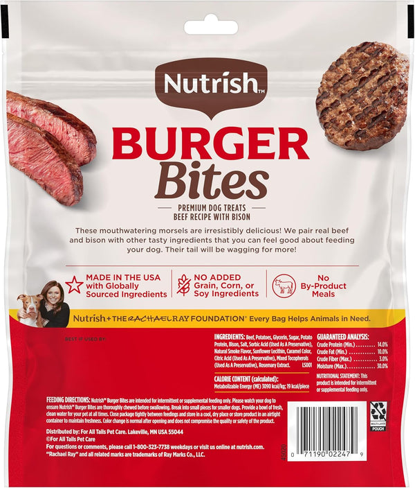 Nutrish Burger Bites Dog Treats, Beef Recipe, 12 Oz. Pouch (Rachael Ray)10