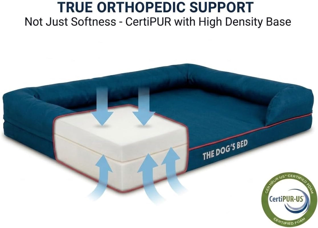 the-dog-s-bed-orthopedic-memory-foam-dog-bed-with-bolsters-for-large-dogs-high-density-support-mattress-low-front-entry-removable-washable-cover-oxford-fabric-blue-with-dark-red-trim-large