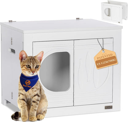 Petsfit Folding Litter Box Enclosure, No Tools Required for Assembly, Cat Litter Box Furniture Hidden, Fit Most of Litter Box, Dog House Cat House, 30" L×21" W×24.5" H9