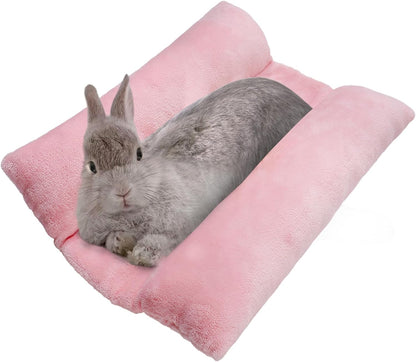 MEWTOGO 15.7" X 14" Bunny Bed for Rabbit Cage - Thickened Soft Prevent Sore Hocks Plush Mat with Cotton Lounger Pillows, Small Animal Flop Mat for Hutch Sleeping Indoor, Gray-Star13