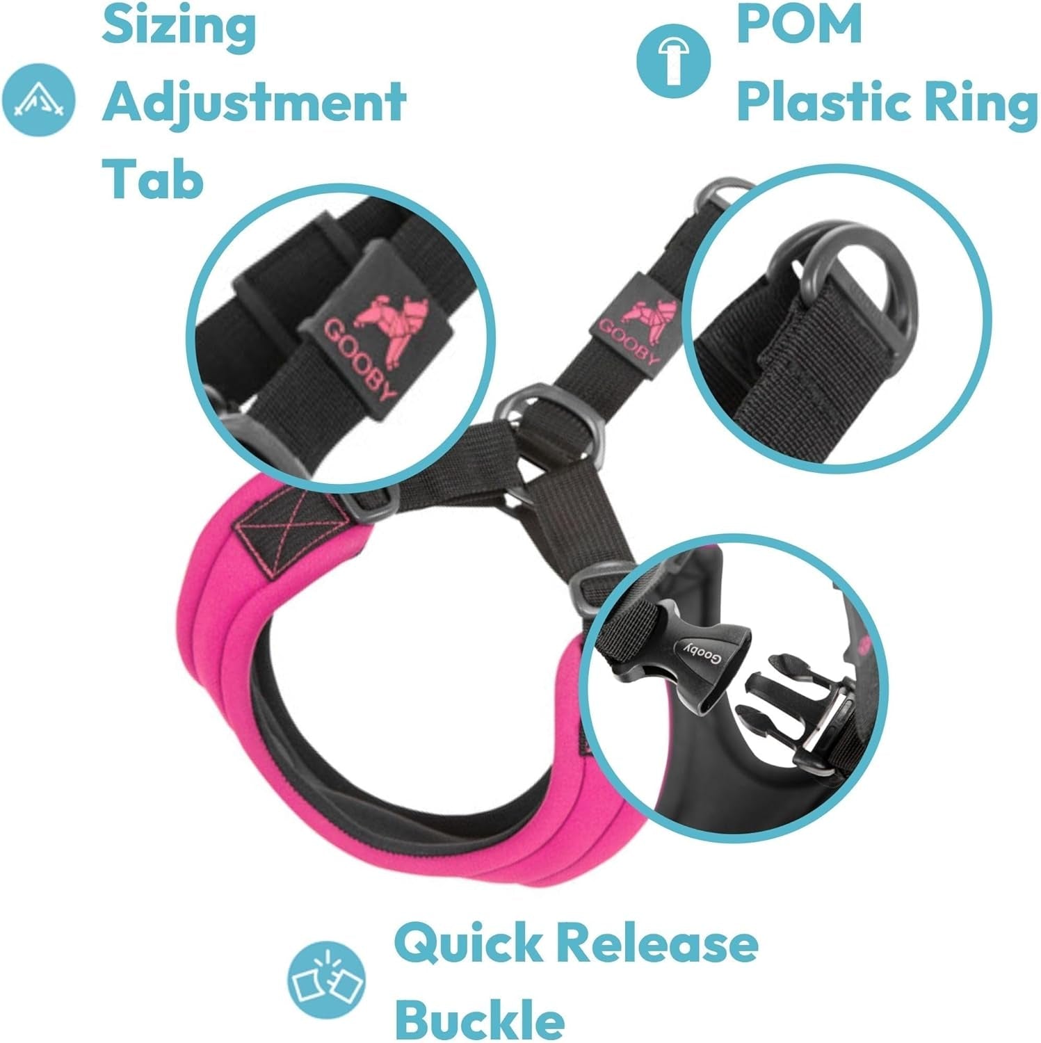 gooby-escape-free-sport-harness-red-medium-no-choke-step-in-patented-neoprene-small-dog-harness-with-four-point-adjustment-perfect-on-the-go-dog-harness-for-medium-dogs-no-pull-and-small-dogs
