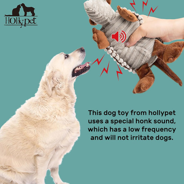Hollypet Plush Dog Squeaky Toy Stuffed Armadillo Animal Pet Puppy Chew Toys with Clean Teeth for Small Medium Large All Breed Sizes Dogs, Gray, 8 In5