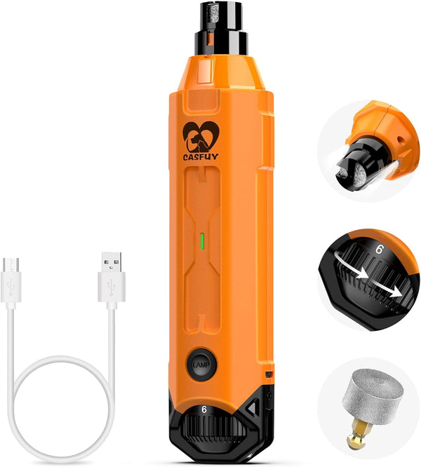 Casfuy 6-Speed Dog Nail Grinder - Newest Enhanced Pet Nail Grinder Super Quiet Rechargeable Electric Dog Nail Trimmer Painless Paws Grooming & Smoothing Tool for Large Medium Small Dogs (Blue)9