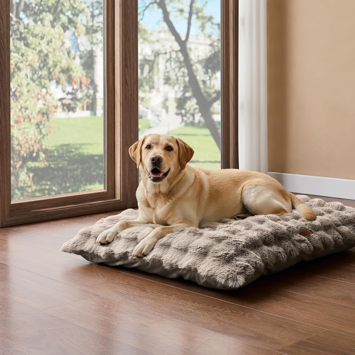 wdcozy-fluffy-dog-crate-beds-for-large-dog-plush-faux-fur-kennel-pad-with-removal-washable-cover-soft-pet-mat-for-sleeping-ease-anxiety-anti-slip-bottom-for-pet-up-to-90-lbs-41x27-beige