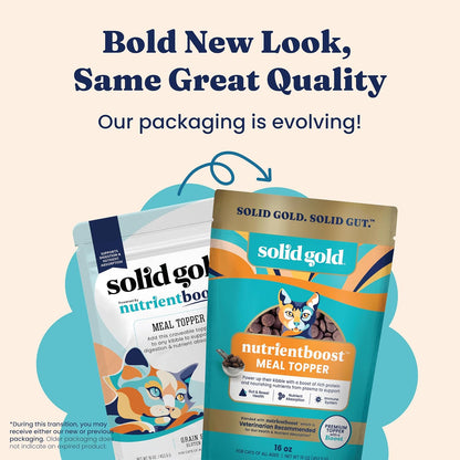Solid Gold Nutrientboost™ Cat Food Toppers for Cats - High Protein Meal Topper & Crunchy Cat Treats for Indoor Cats W/Vitamins, Minerals & Amino Acids for Gut Health & Immune Support - All Ages - 1Lb3