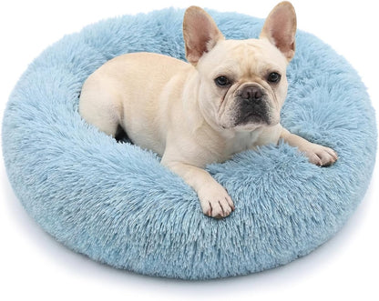Small Calming Dogs Bed for Small Dogs Anti-Anxiety Machine Washable Fluffy Luxury Anti-Slip Waterproof Mute Base Warming Cozy Soft Pet Puppy round Bed45