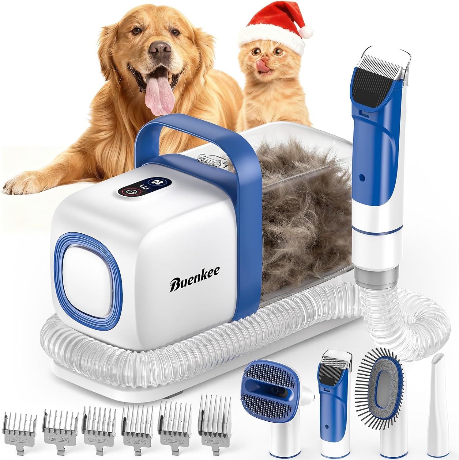 buenkee-dog-grooming-vacuum-kit-15000pa-clipper-shedding-brush-2l-white-brush-trim-and-deshed-at-home-with-less-flying-fur-mess-control-suction-and-fewer-emptying-breaks-during-longer-sessions
