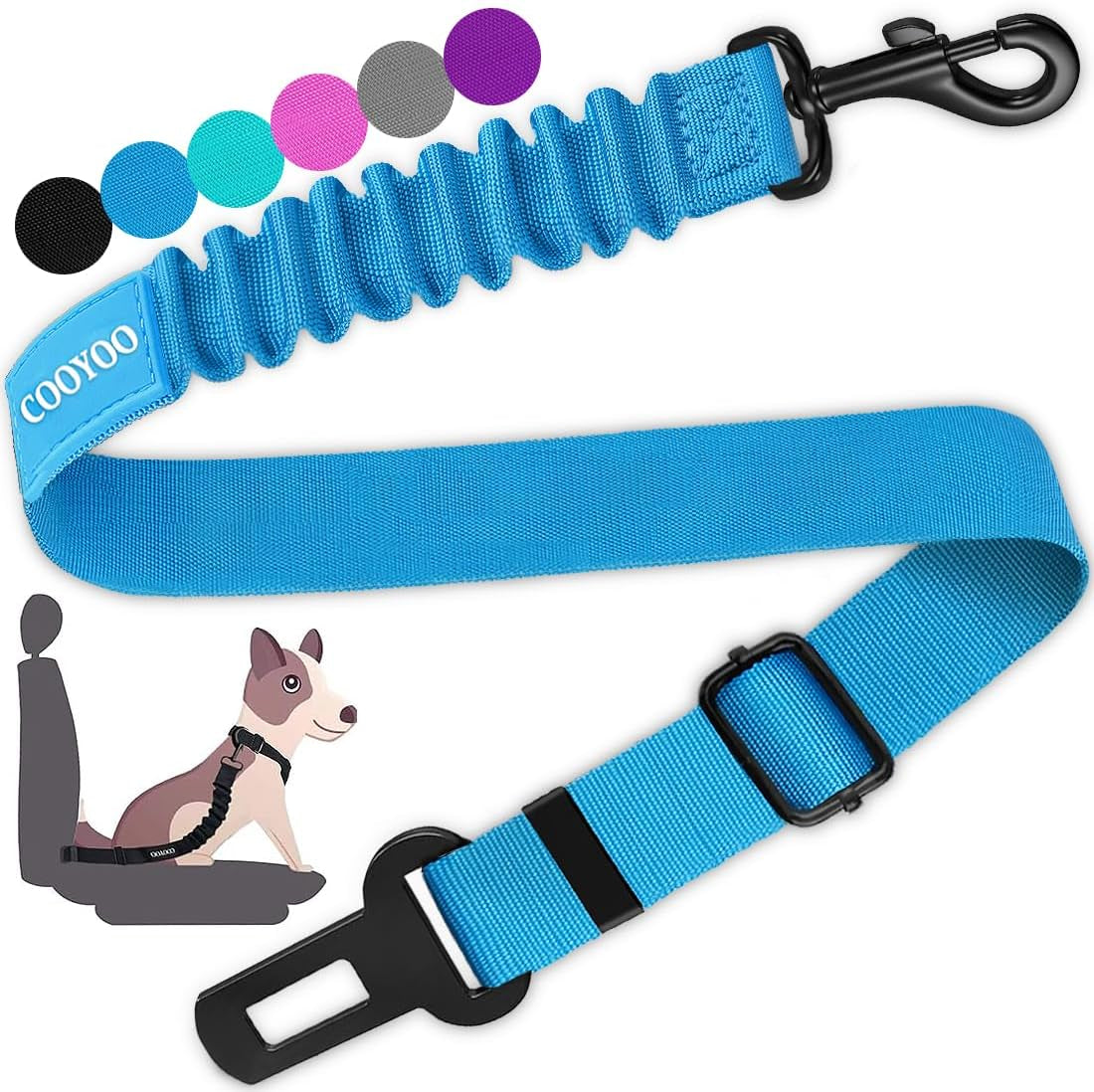 cooyoo-dog-seat-belt-durability-retractable-dog-car-harness-adjustable-dog-seat-belt-for-vehicle-nylon-pet-safety-seat-belts-heavy-duty-elastic-1-pack-black