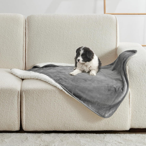 Waterproof Blanket for Bed Couch Sofa, Soft Liquid Pee Proof Pet Blanket for Dog Puppy Cat, Reversible Sherpa Fleece Furniture Protector (Dark Purple, 50X60 Inches)12