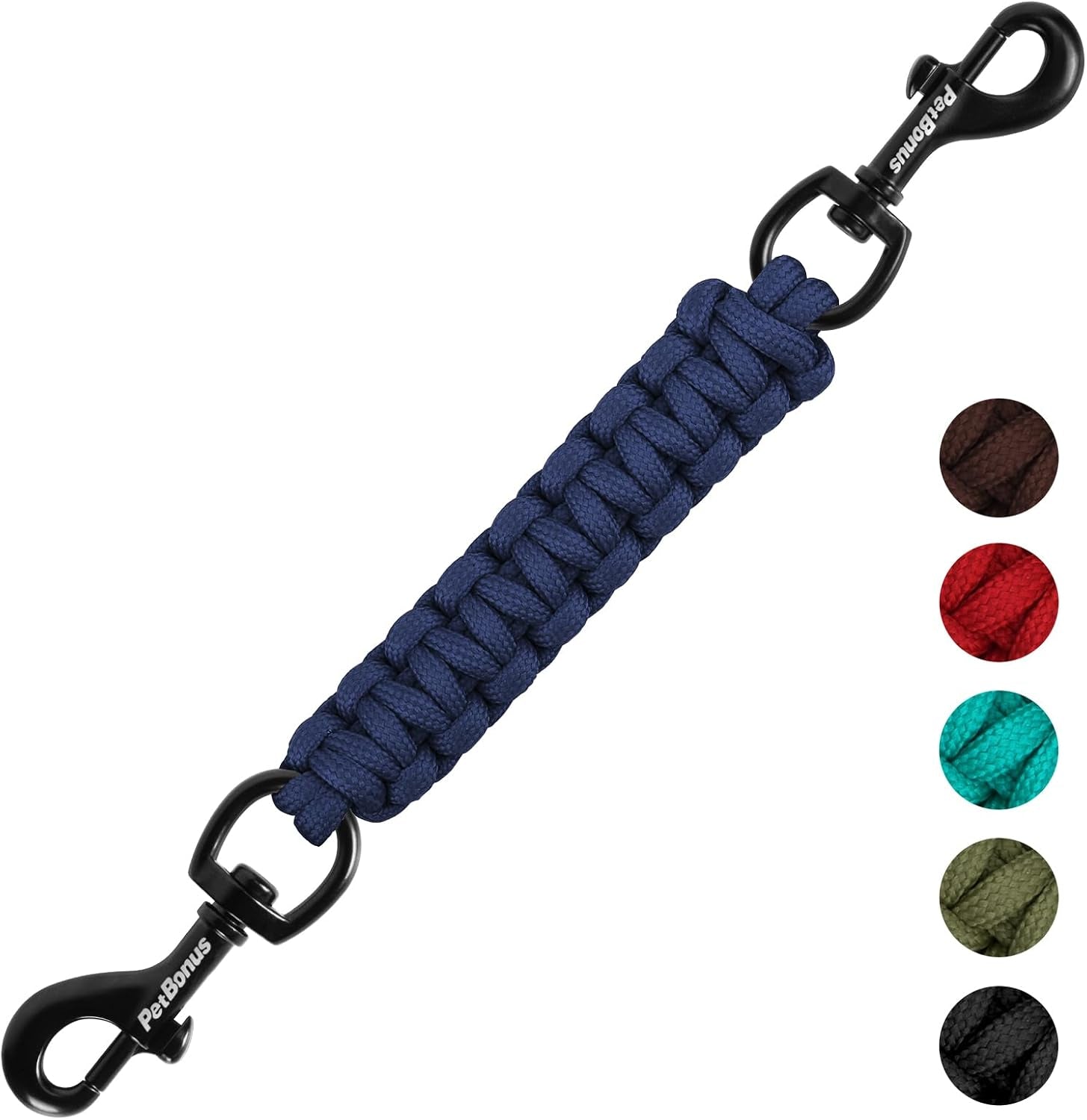 petbonus-dog-collar-safety-clip-handmade-prong-collar-to-harness-connector-dog-leash-backup-safety-strap-escape-proof-double-ended-clasp-lead-connector-for-pinch-collar-harness-black