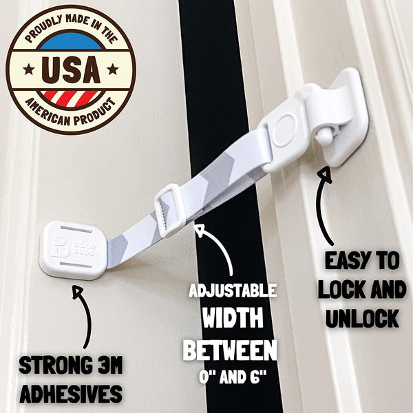 Door Buddy Pet Door Latch for Cats - Grey. Adjustable Cat Door Strap. Dog Proof Litter Box & Feeding Station without Pet Gate. Most Customizable Cat Door Holder for Interior Door.4