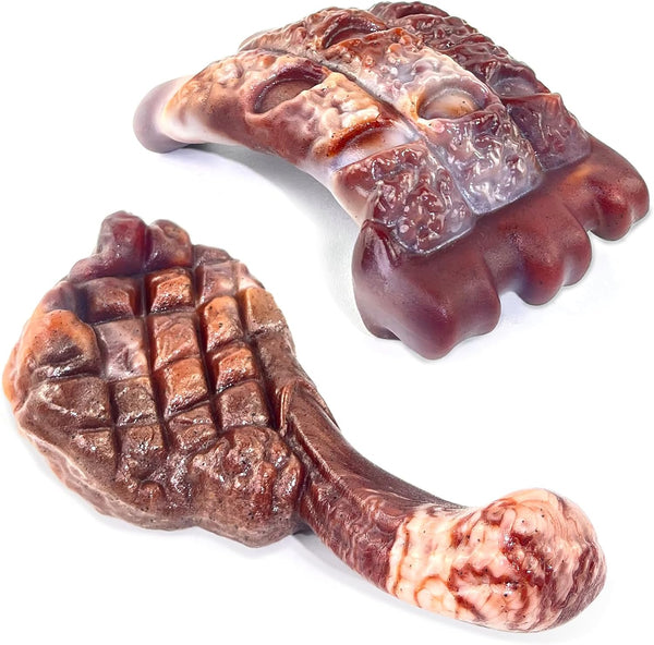 Fuufome Dog Chew Toys for Aggressive Chewers & Large Dogs Tough Nylon Bone | Indestructible Hard, Power Chewing, Teeth Cleaning Textures to Keep Them Busy, 2 Pack Steak & Ribs Toy for 20–100 Lbs Dogs1