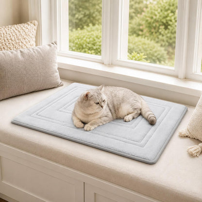 Cat Bed Mat, Memory Foam, Waterproof Non-Slip Base, 24 X 16 in | Soft Coral Fleece, Slow-Rebound Memory Foam and Full Rubber Backing; Machine Washable for Crates, Pet Beds and Floors.7