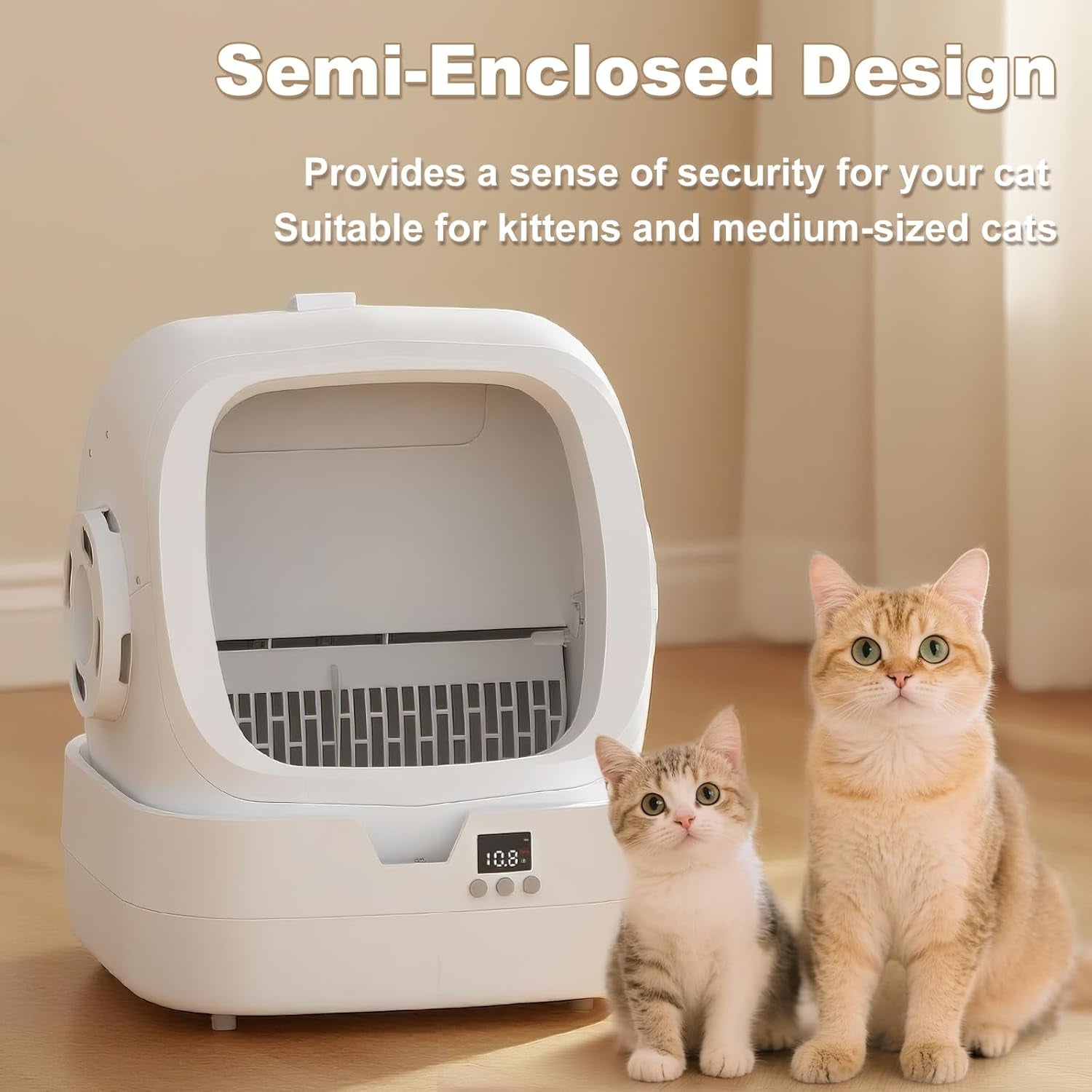mintakawa-automatic-cat-litter-box-self-cleaning-app-control-and-weight-monitoring-ultra-quiet-suitable-for-medium-cats-and-kittens-safe-anti-pinch-litter-box-assembly-required-white